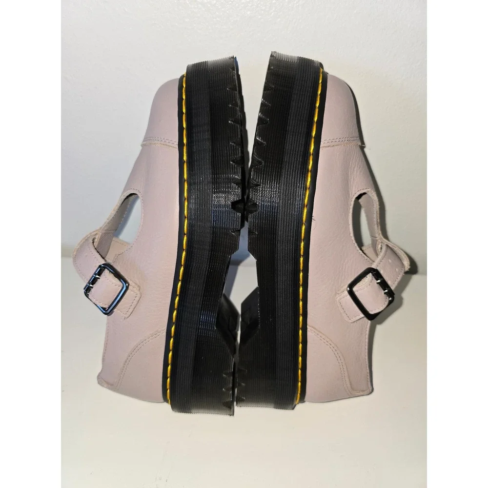 Dr. Martens Bethan T-Bar Platform Mary Jane Shoes Pink Taupe Leather Womens US 9
